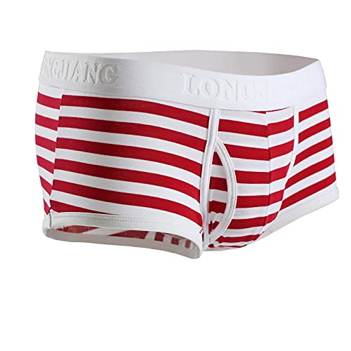 SOOUICKER Unterwäsche Herren Gestreift Boxershorts Herren mit Eingriff Boxershorts Herren Baumwolle Unterhosen Männer Bunt Herren Unterhosen Retro Boxershorts Herren Kurzes Bein von SOOUICKER