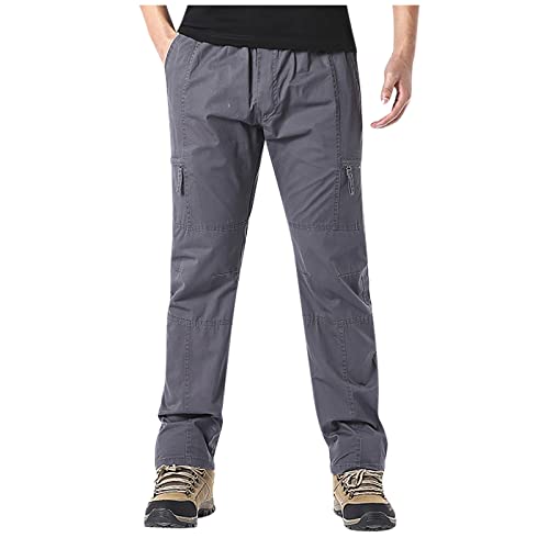 SOOUICKER Wanderhose Herren Sommer Cargohose Herren Reißverschlusstaschen Cargo Arbeitshose Herren Slim Fit Cargohose Herren Tactical Straight Outdoor Hosen Für Herren Lang von SOOUICKER