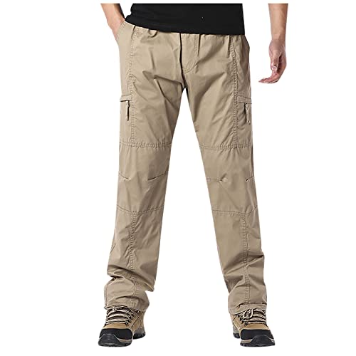 SOOUICKER Wanderhose Herren Sommer Cargohose Herren Reißverschlusstaschen Cargo Arbeitshose Herren Slim Fit Cargohose Herren Tactical Straight Outdoor Hosen Für Herren Lang von SOOUICKER