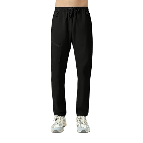 SOOUICKER Wanderhose Herren Sommer Stretch Sporthose Herren Lang Cargo Cargohose Leicht Outdoor Schnelltrocknend Jogginghose mit Reißverschluss Slim Fit Ohne Bündchen von SOOUICKER