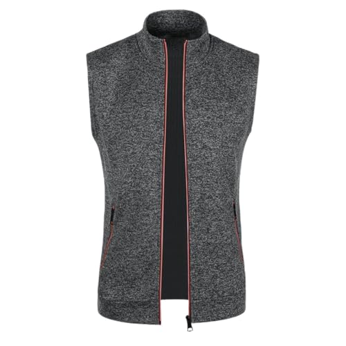 SOOUICKER Warme Herrenjacke Weste Herren Tracht Strickjacke Herren ärmellos Weste Herren Vintage Strickjacke Herren Elegant Cardigan Herren ärmellos Strickweste Herren mit Reißverschluss von SOOUICKER