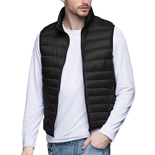 SOOUICKER Weste Herren Outdoor Leicht Leichte Steppweste Übergangsjacke Ärmellos Daunenweste Kurz Steppjacke Ohne Ärmel Puffer Jacke Ohne Kapuze von SOOUICKER