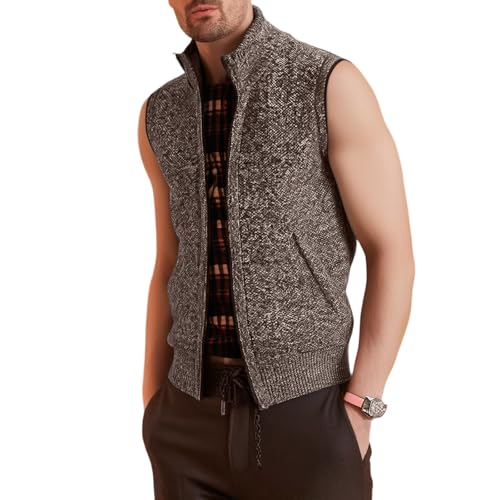 SOOUICKER Weste Herren Strick Stehkragen Strickjacke Ärmellos Cardigan mit Reißverschluss Sportlich Übergangsjacke Elegant Strickpullover Outdoor Strickweste Modern SOOUICKER Weste Herren Strick Stehkragen Strickjacke Ärmellos Cardigan mit Reißverschluss Sportlich Übergangsjacke Elegant Strickpullover Outdoor Strickweste Modern von SOOUICKER