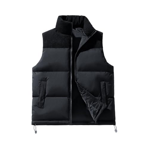 SOOUICKER Weste Herren Winter Steppweste Vintage Sportlich Übergangsjacke Ärmellos Outdoor Westen Puffer Freizeit Jacke Stehkragen Dicker Stoff von SOOUICKER