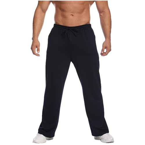 SOOUICKER Winter Jogginghose Breite Jogginghose Herren Gym Trainingshose Herren Ohne Bündchen Sporthose Herren Weites Bein Freizeithose Herren mit Gummizug Jogginghose Herren Relaxed Fit von SOOUICKER