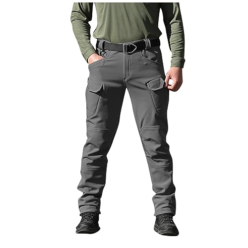 SOOUICKER Winter Jogginghose Outdoor Hosen für Herren Gefüttert Wanderhose Herren Winter Cargohose Herren Outdoor Arbeitshosen Männer Stretch Trekkinghose Herren Warm Cargohose Herren Tapered von SOOUICKER