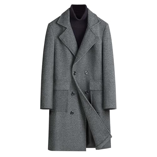 SOOUICKER Wintermantel Herren Lang Slim Fit Mantel Winter Elegant Mittellang Übergangsjacke Business Ohne Kapuze Wollmantel Warm Kurzmantel Modern Trenchcoat Tweed Casual von SOOUICKER