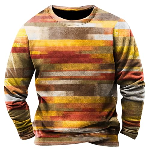 SOOUICKER Winterpullover Herren Bunt Sweatshirt Herren Ohne Kapuze Pullover mit Aufdruck Rundhals Winterpullover Herren Print Regular Fit Sweatshirt Herren 3D Druck Sweatshirt Herren Vintage Sport von SOOUICKER