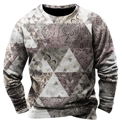 SOOUICKER Winterpullover Herren Bunt Sweatshirt Herren Ohne Kapuze Pullover mit Aufdruck Rundhals Winterpullover Herren Print Regular Fit Sweatshirt Herren 3D Druck Sweatshirt Herren Vintage Sport von SOOUICKER