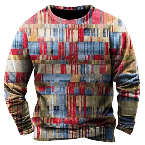 SOOUICKER Winterpullover Herren Bunt Sweatshirt Herren Ohne Kapuze Pullover mit Aufdruck Rundhals Winterpullover Herren Print Regular Fit Sweatshirt Herren 3D Druck Sweatshirt Herren Vintage Sport von SOOUICKER