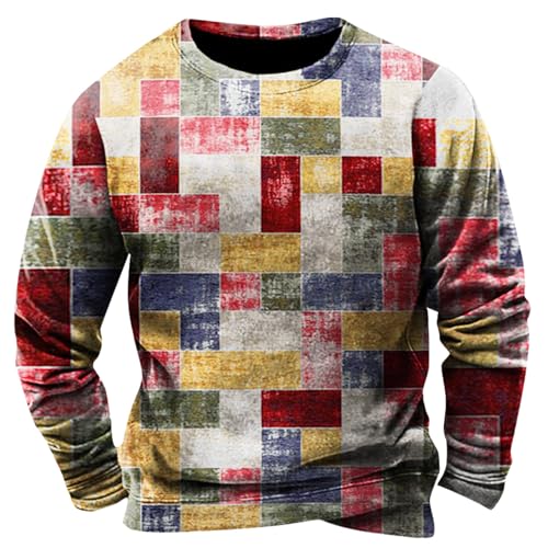 SOOUICKER Winterpullover Herren Bunt Sweatshirt Herren Ohne Kapuze Pullover mit Aufdruck Rundhals Winterpullover Herren Print Regular Fit Sweatshirt Herren 3D Druck Sweatshirt Herren Vintage Sport von SOOUICKER