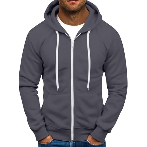 SOOUICKER Zip Hoodie Herren Gym Kapuzenpullover Herren mit Reißverschluss Slim Fit Modern Sweatjacke mit Kapuze Gym Pullover Sportlich Fitness Einfarbig von SOOUICKER
