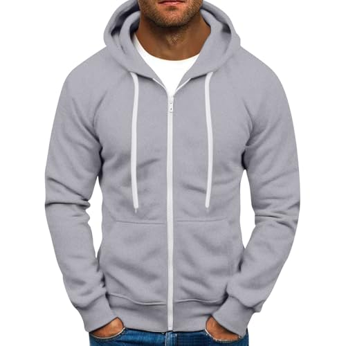 SOOUICKER Zip Hoodie Herren Gym Kapuzenpullover Herren mit Reißverschluss Slim Fit Modern Sweatjacke mit Kapuze Gym Pullover Sportlich Fitness Einfarbig von SOOUICKER