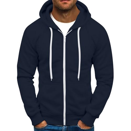 SOOUICKER Zip Hoodie Herren Gym Kapuzenpullover Herren mit Reißverschluss Slim Fit Modern Sweatjacke mit Kapuze Gym Pullover Sportlich Fitness Einfarbig von SOOUICKER