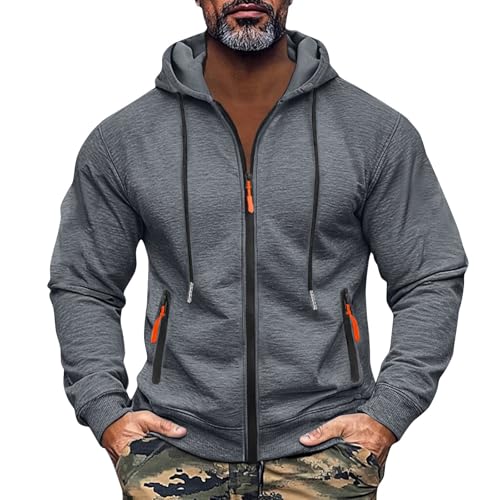 SOOUICKER Zip Hoodie Herren Oversized Sweatjacke Herren Reißverschlusstaschen Sport Kapuzenpullover Modern Outdoor Pullover mit Kapuze Fitness von SOOUICKER