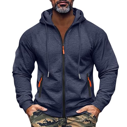 SOOUICKER Zip Hoodie Herren Oversized Sweatjacke Herren Reißverschlusstaschen Sport Kapuzenpullover Modern Outdoor Pullover mit Kapuze Fitness von SOOUICKER