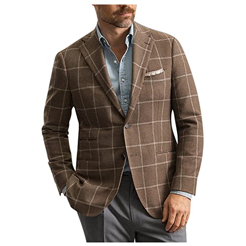 SOOUICKER übergangsjacke Herren Business Jackett Herren Kariert Braun Jackett Herren Vintage Jackett Herren Modern Fit übergangsjacke Herren Elegant Jackett Herren Festlich Freizeit von SOOUICKER