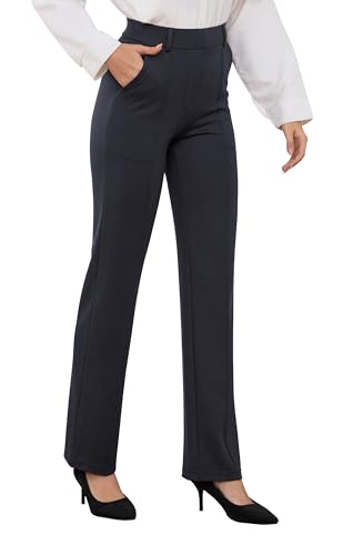 SOOWOT Damen-Yogahose, 73,7 cm, 2025, gerades Bein, dehnbare Hose für Arbeit, Business, mit Taschen, grau, S SOOWOT Damen-Yogahose, 73,7 cm, 2025, gerades Bein, dehnbare Hose für Arbeit, Business, mit Taschen, grau, S von SOOWOT