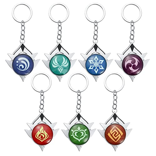 SOOYOOYOO Snezhnaya Cosplay Schlüsselanhänger, Genshin Impact Schlüsselringe, Genshin Impact Vision Schlüssel, Eye of God Anhänger, 7Pcs Metall Anemo Electro Pyro Dendro Cryo Geo Hydro Merch Set SOOYOOYOO Snezhnaya Cosplay Schlüsselanhänger, Genshin Impact Schlüsselringe, Genshin Impact Vision Schlüssel, Eye of God Anhänger, 7Pcs Metall Anemo Electro Pyro Dendro Cryo Geo Hydro Merch Set von SOOYOOYOO