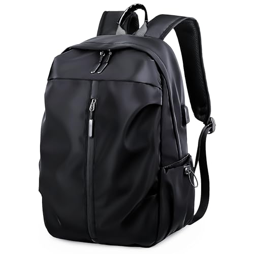 SOPIME Wanderrucksack Damen & Herren, wasserabweisende Reisetasche mit USB-Ladeanschluss, leicht, langlebig, lässiger Tagesrucksack, Schwarz, Large, Classic von SOPIME