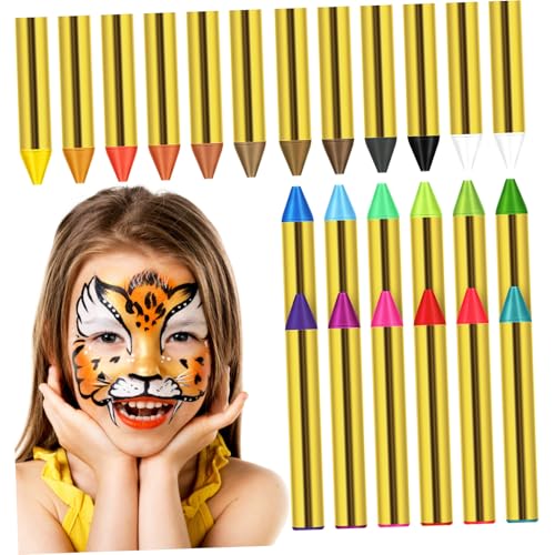 SOPOTUTU 1 Schachtel Farben Umweltfreundliche Öl Wachsmalkreide Gesichtsbemalung zur Haut Wasserlöslich Leuchtende Farben Glatte Textur Tragbar für Cosplay Karneval Halloween und von SOPOTUTU