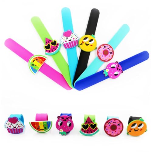 SOPOTUTU 10 Stück Teiliges Silikon Schnapparmband mit Buntem Obstdesign Flexible und Hautfreundliche Kinderarmbänder für Jungen und Mädchen für Partys und Karneval als Lustiges Geschenk von SOPOTUTU