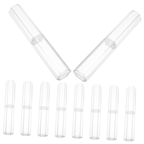 SOPOTUTU 10 Stück Teiliges Transparentes Kunststoff Stifte Etui mit Abnehmbaren Enden Stabile Geschenkbox und Aufbewahrung für Einzelstifte als Präsentations und Organisationsbox für von SOPOTUTU
