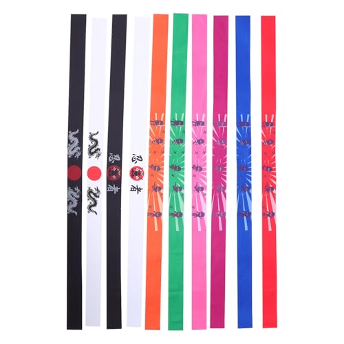 SOPOTUTU 10 Stück Teiliges Weiches Elastisches Karate Samurai-kopftuch Hautfreundlich Wiederverwendbar für Kostüme Rollenspiele Geburtstagsfeiern und Sportliche Aktivitäten von SOPOTUTU