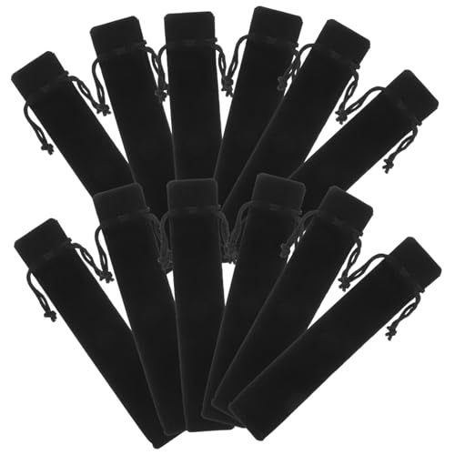 SOPOTUTU 100 Stück Fleece -stiftbeutel Federtasche Mit Kordelzug Brunnenstifthalter Federtasche Süß Taschenstifthalter Halter Für Stifthüllen Stifthülle Aus Samt Etui Flanell Schwarz von SOPOTUTU
