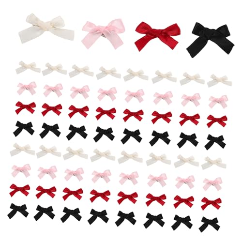 SOPOTUTU 100 Stück Mini Schleifen Haarspangen Satin Haarklammern mit Rutschfestem Griff für Mädchen und Teens zum Flechten und Styling Täglicher Schmuck von SOPOTUTU