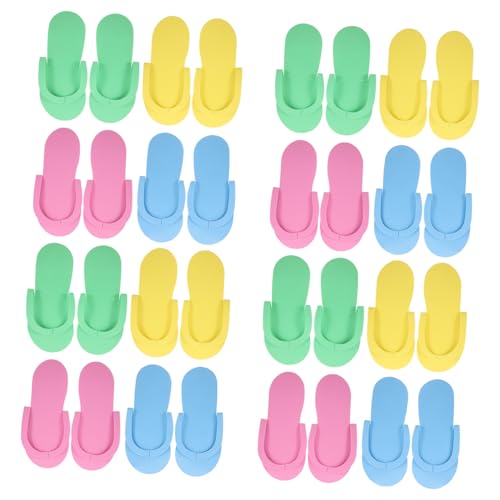 SOPOTUTU 12 Paare Faltbare EVA Einweg Duschen Schuhe Rutschfest Schnell Trocknend Badeschuhe für Damen Herren Hotel Reisen Gäste Hausschuhe in Blau Grün Gelb von SOPOTUTU