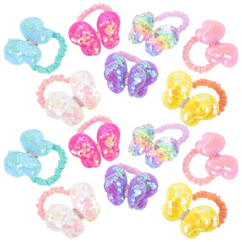SOPOTUTU 14 Stück Teiliges Haargummis mit Pailletten Weiche Elastische Schmetterlings-haarbänder für Mädchen Sanfte Haarschonende Ponytail-accessoires für Junge Mädchen und Kleinkinder von SOPOTUTU