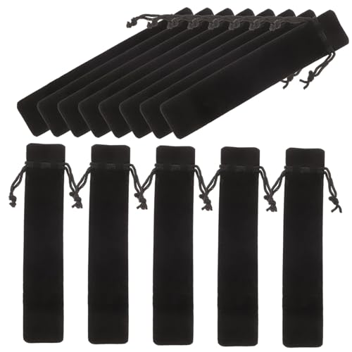 SOPOTUTU 15 Stück Teiliges Kordelzug Stifttaschen aus Doppelseitigem Dickem Samt mit Kratzfestem Material Tragbare Federmäppchen für Kugelschreiber Elegante Schwarze Geschenkbeutel für von SOPOTUTU