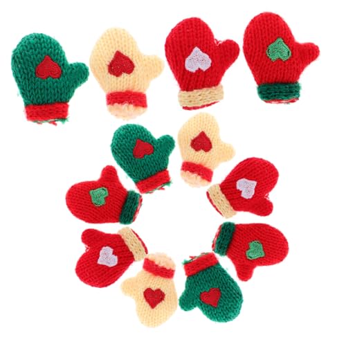 SOPOTUTU 16 Stück Mini Weihnachtsgarnhandschuhe Kleine Miniatur Mini Fäustlinge Dekoration Weihnachtsdekoration Fäustling Zum Basteln Kleine Strickhandschuhe Elfen von SOPOTUTU