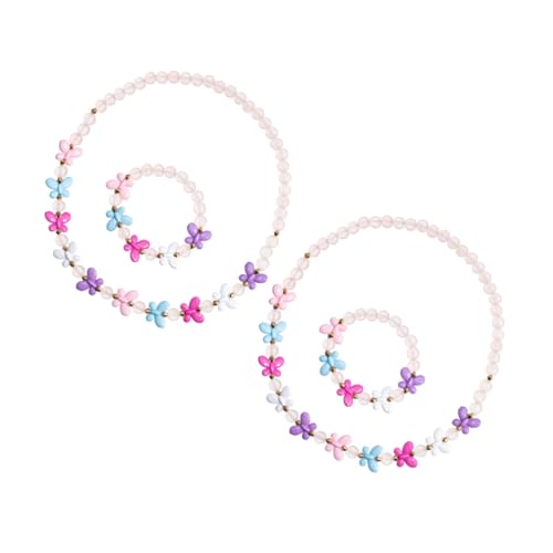 SOPOTUTU 2 Sätze Schmuckset Teilig Bead Jewelry mit Schmetterlingen Handgefertigte Perlenkette und Armband Leicht und Komfortabel für Geburtstagsfeiern Alltag und Sommerferien von SOPOTUTU