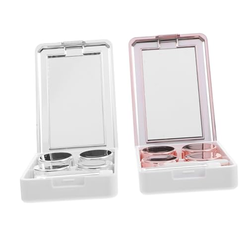 SOPOTUTU 2 Sätze Tragbare Kontaktlinsenbox aus Kunststoff Kompakt Leicht für Reisen Einfache Öffnung Linkshändige und Rechte Linse Erkennbar für Damen Sauberer Schutz Unterwegs Rosegold von SOPOTUTU