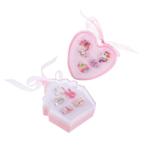 SOPOTUTU 2 Sätze Verstellbare Kinderringe Set Cartoon Schmuck Set für Mädchen Niedliche Einhorn und Tiermotive Bunte Schmuckstücke als zu Geburtstag und Feiertagen von SOPOTUTU