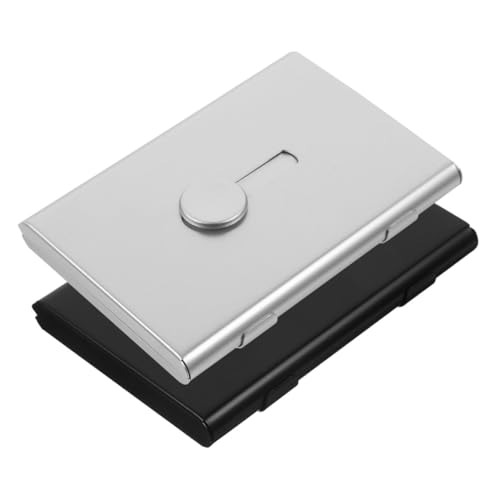 SOPOTUTU 2 Stück Business Card Holder aus Aluminiumlegierung Stabiler Visitenkartenetui mit Großem Fassungsvermögen Tragbar und Robust für Geschäftsreisen und Bürogebrauch für Berufstätige von SOPOTUTU