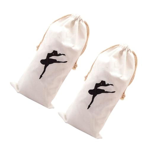 SOPOTUTU 2 Stück Canvas Ballettschuh Tasche Strapazierfähiger Verschleißfester Beutel mit Kordelzug Große Aufbewahrung für Spitzenschuhe und Tanzzubehör Vielseitig für Mädchen und Reisen von SOPOTUTU