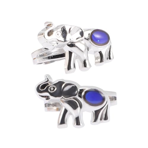 SOPOTUTU 2 Stück Fingerring aus Zinklegierung Stimmungsabhängiger Farbwechsel Verstellbarer Offener Ring Cartoon Tier Kindergeburtstag Party Schmuck Accessoire von SOPOTUTU