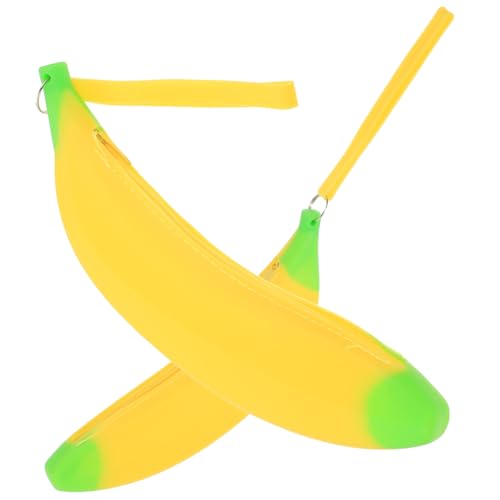SOPOTUTU 2 Stück Großes Bananen Federmäppchen aus Hochwertigem Silikon Waschbarer Stiftbeutel mit Großer Kapazität Reißfest und Praktisch für Schule und Büro von SOPOTUTU