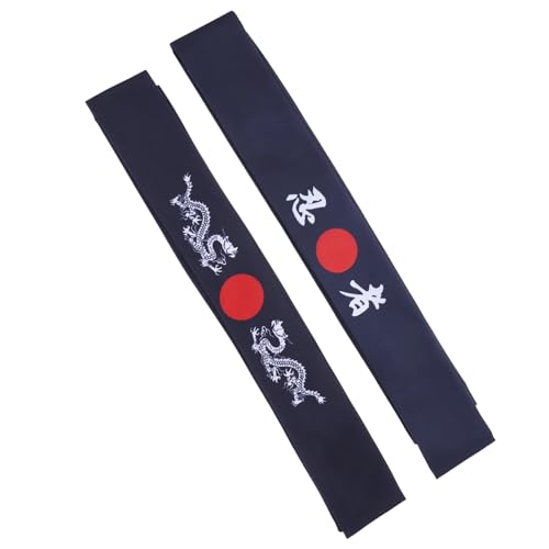 SOPOTUTU 2 Stück Japanisches Bushido Stirnband mit Drachen und Ninja Motiv Elastisch Atmungsaktiv Waschbar Vielseitig für Sport Karate Kochen und Fitness Langlebiges Polyestermaterial von SOPOTUTU