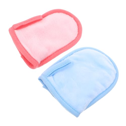 SOPOTUTU 2 Stück Make Up Entferner Handschuhe Sanfte Gesichtsreinigungshandschuhe für Frauen Weiche Reinigungshandschuhe für Porentiefe Make Up Entfernung und Tägliche Gesichtspflege Blau von SOPOTUTU