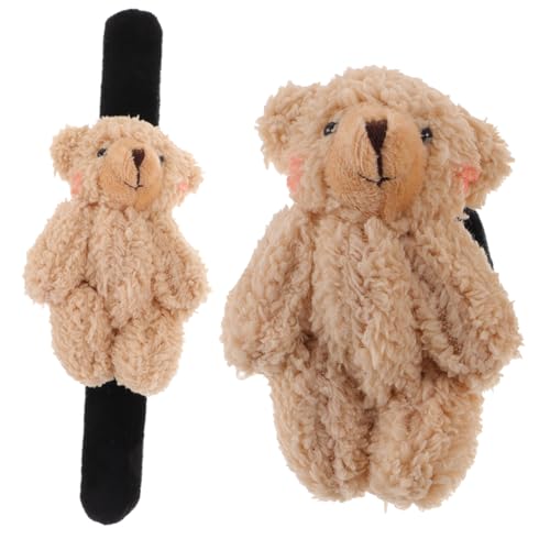 SOPOTUTU 2 Stück Plüsch Slap Armband Cartoon Bär Handgelenkschmuck Weiches Stoffspielzeug Leicht Tragbar Für Mädchen Jungen Partyaccessoire von SOPOTUTU