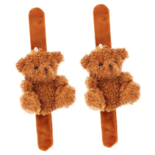 SOPOTUTU 2 Stück Plüsch Slap Armband Cartoon Bär Weiches Kuscheltier Party Armband Dekoration Braun von SOPOTUTU