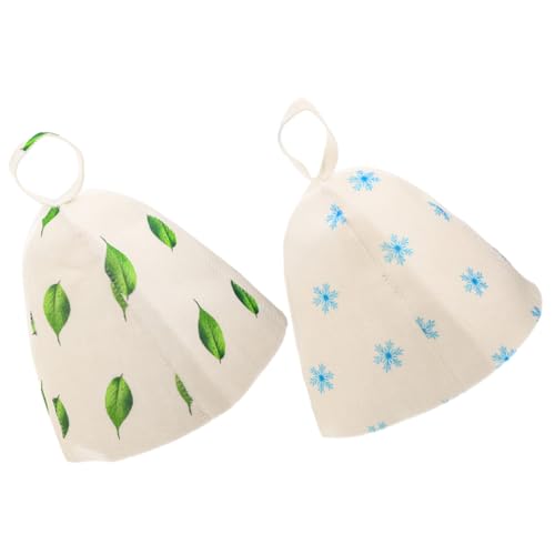 SOPOTUTU 2 Stück Saunahut Filzkappe für Damen Dickes Filzmaterial Schützend gegen Hitze Elastisch und Bequem Geeignet für Dampfbad und Sauna Zuhause Modisch Schneeflockenmuster von SOPOTUTU