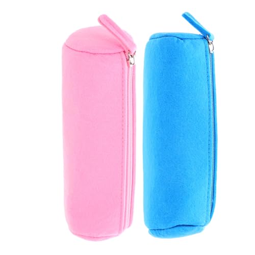 SOPOTUTU 2 Stück Teiliges Filzstift Etui mit Reißverschluss Kompakte Kleine Stifttasche in Rosa und Großer Stauraum für Stifte Lineal Notizen Tragbarer Organizer für Schule und Büro von SOPOTUTU