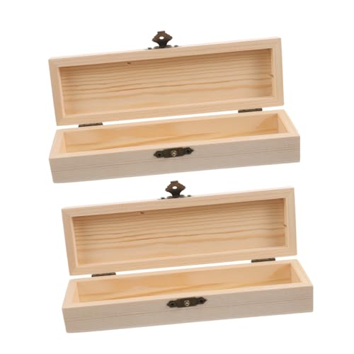 SOPOTUTU 2 Stück Teiliges Holz Federmäppchen Handbemalt Multifunktionale Stiftebox Kleine Bleistiftbox mit Robustem Holzmaterial für Erwachsene DIY Kunstprojekt Effizienter Organizer für von SOPOTUTU