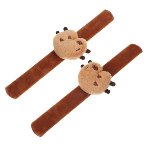 SOPOTUTU 2 Stück Teiliges Plüsch Schnapparmband Niedliches Capybara Tier Weiche Hautfreundliche Slap Armbänder Vielseitig als Partygeschenk Geburtstags Mitgebsel für Mädchen von SOPOTUTU