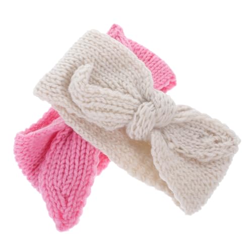 SOPOTUTU 2 Stück Weiche Gestrickte Stirnbänder Niedliche Schleifen Haarbänder für Kleinkinder Hautfreundlich Leichte Kopfbedeckung für Geburtstag Party und Alltag in Rosa von SOPOTUTU